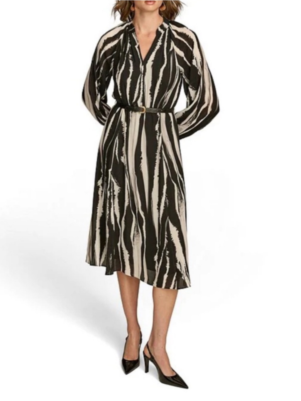 Donna Karan Donna Belted A-Line Dress Size 14